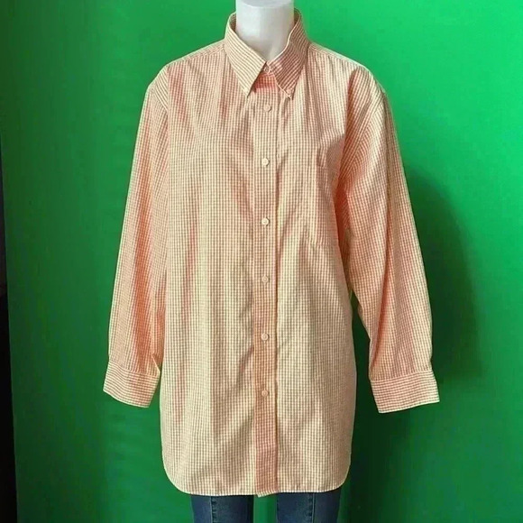 Croft andBarrow, men’s 17 1/2, 32/33 sleeves, orange and white - Picture 1 of 4